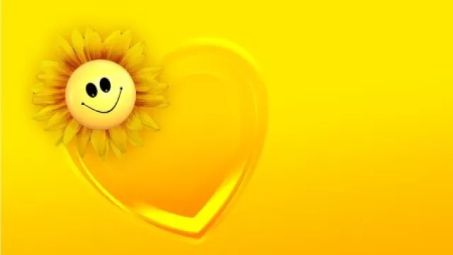 Sonne und Herz, alles in Gelb