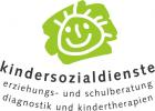 lachendes Gesicht in kindlichem Strichmännchen-Stil auf grünem Hintergrund. Untertext: kindersozialdienste, erziehungs- und schulberatung, diagnostik und kindertherapien