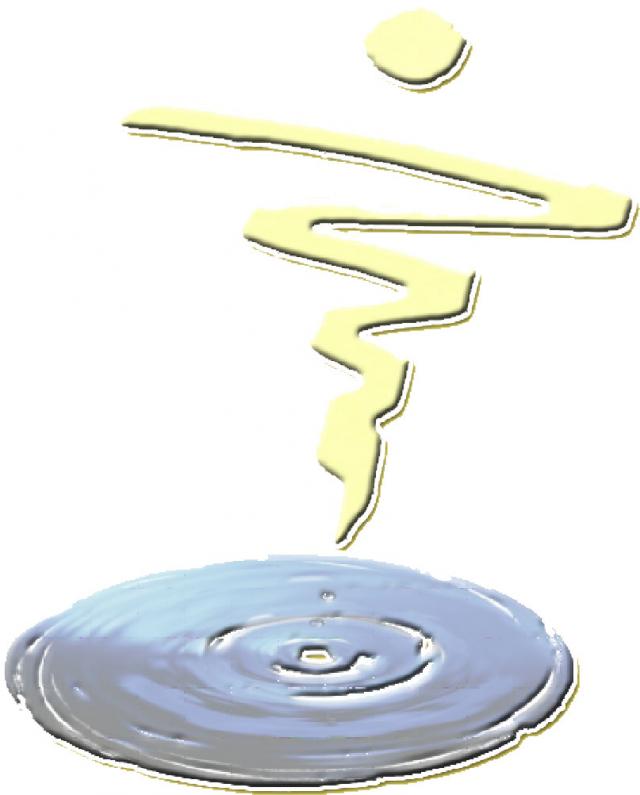 Logo Maggie Schraick stilisierte Figur mit Wasserlacke